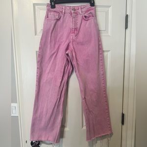 Pink zara straight leg jeans